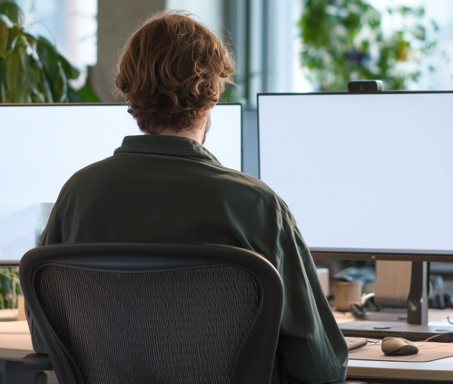 Man looking at a computer screen